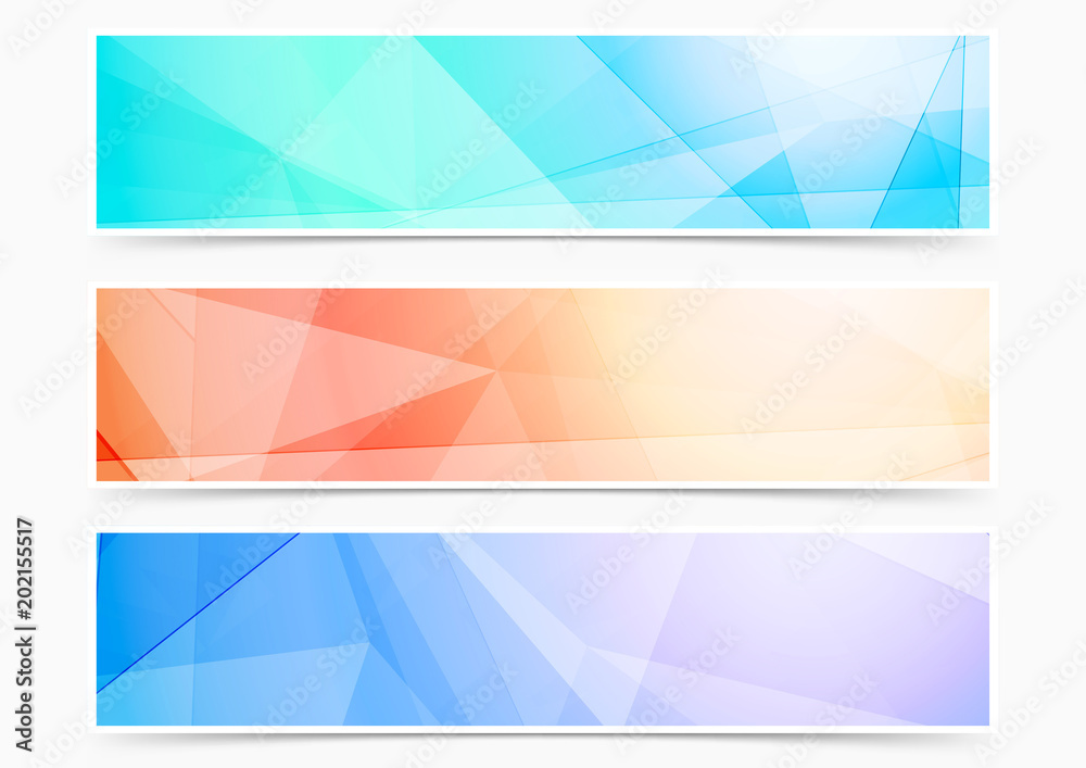Bright triangular crystal pattern web header footer collection Bright triangular crystal pattern web header footer collection