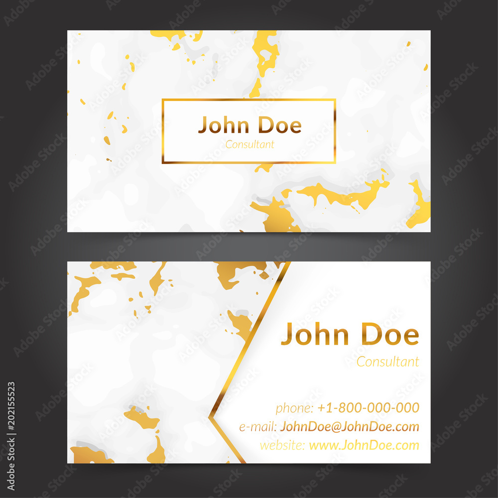 Naklejka premium Golden marble pattern business cards design template