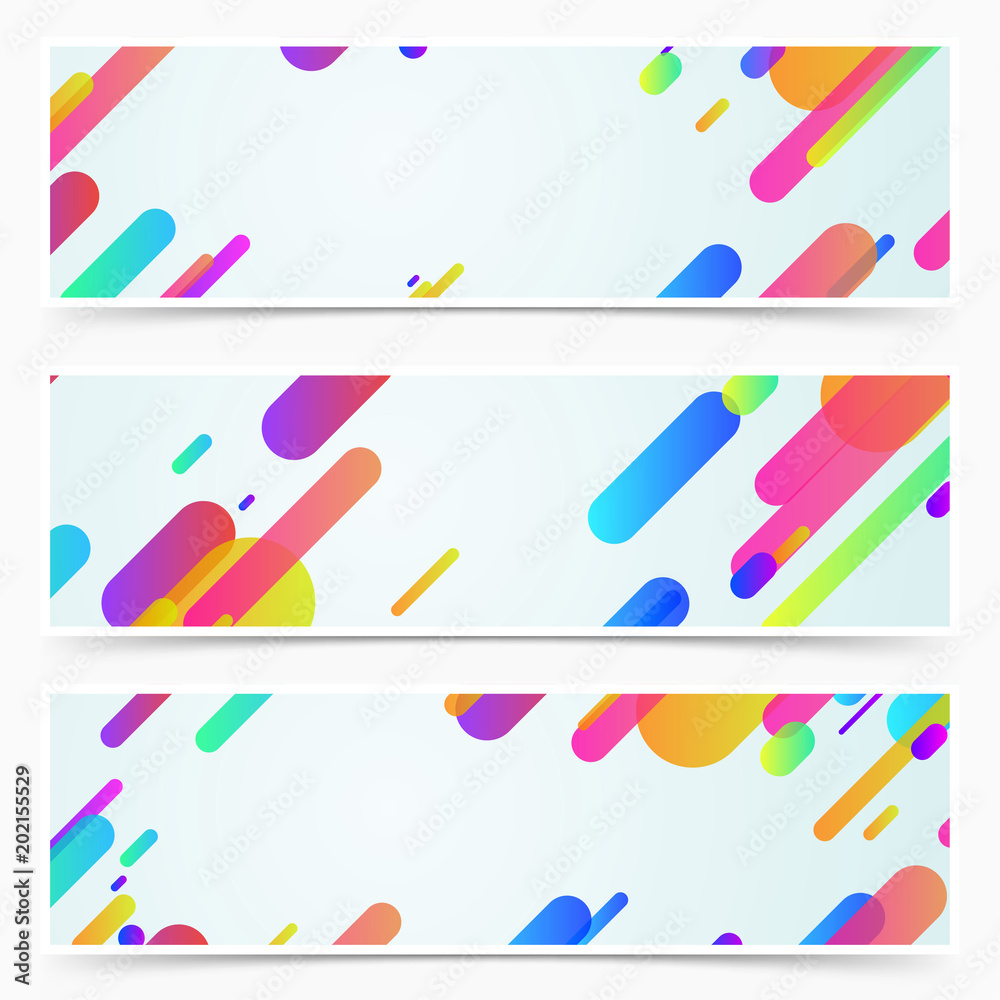 Three modern neon tube bright line pattern header collection. Vector illustration Three modern neon tube bright line pattern header collection. Vector illustration