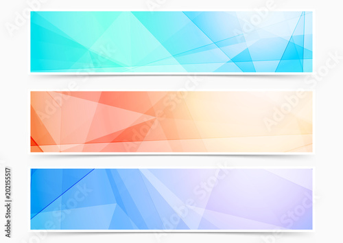 Bright triangular crystal pattern web header footer collection