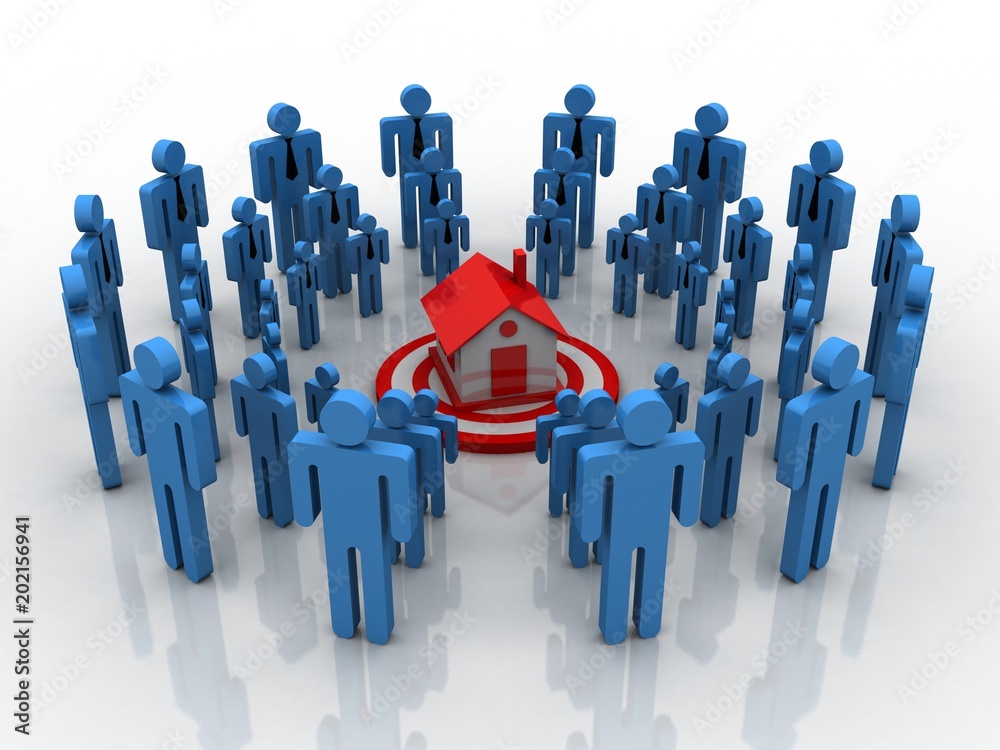 3d illustration Business Network with house
