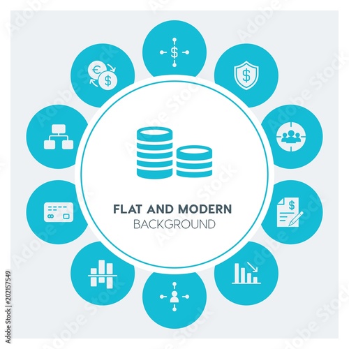 business, money, charts Infographic Circle fill Icons Set. Contains such Icons as business, website, elements, background, pattern, illustration, banner and more. Fully Editable. Pixel Perfect