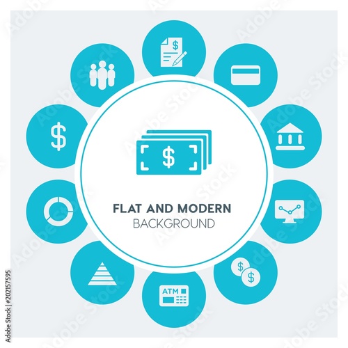 business, money, charts Infographic Circle fill Icons Set. Contains such Icons as business, website, elements, background, pattern, illustration, banner and more. Fully Editable. Pixel Perfect