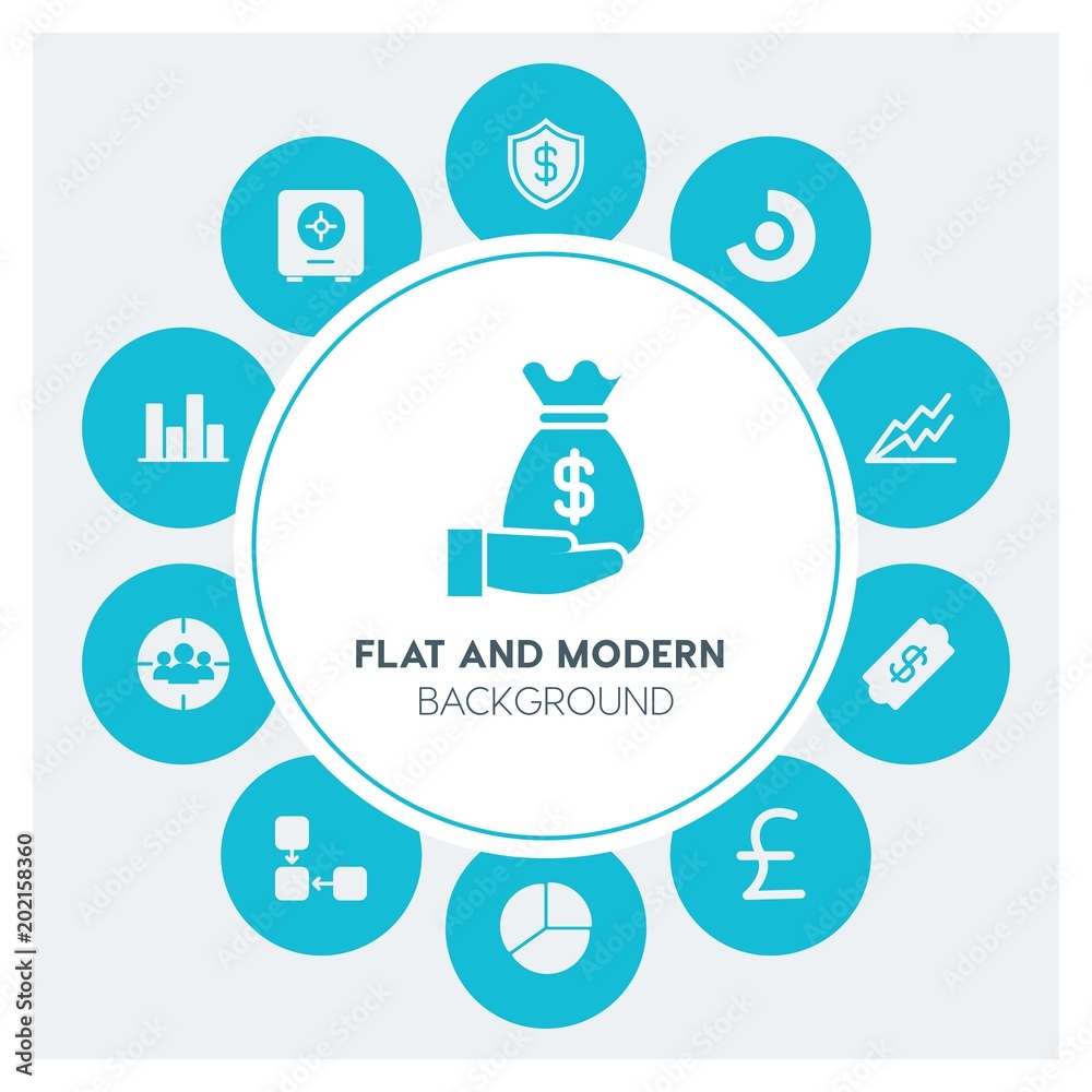 business, money, charts Infographic Circle fill Icons Set. Contains such Icons as  business,  website,  elements,  background,  pattern,  illustration,  banner and more. Fully Editable. Pixel Perfect