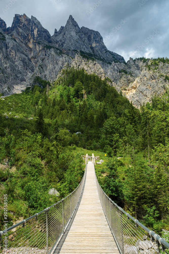 Hanging bridge in Berchtesgaden National Park, Germany
