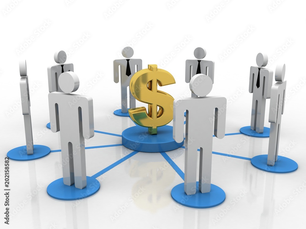 3d illustration Business Network with dollar sign 3d illustration Business Network with dollar sign
