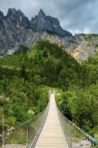 Fototapeta Naklejka Na Ścianę i Meble -  Hanging bridge in Berchtesgaden National Park, Germany