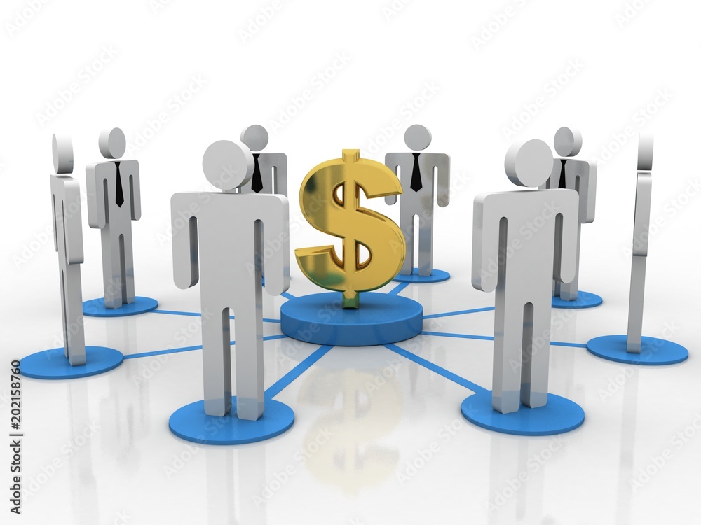 3d illustration Business Network with dollar sign 3d illustration Business Network with dollar sign