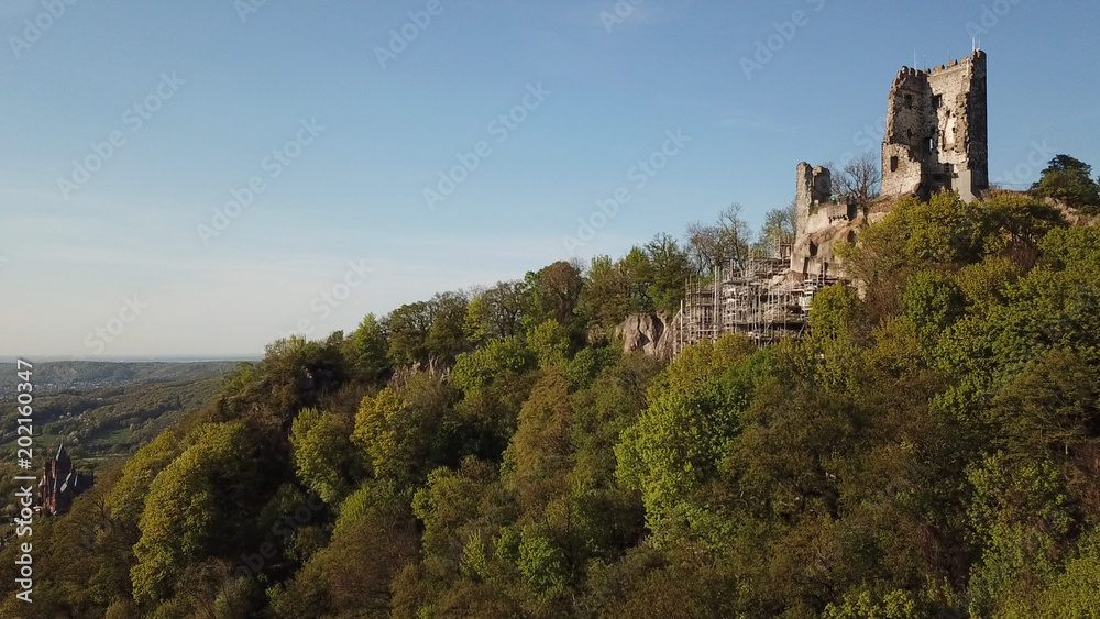 Drachenfels ruin in Koenigswinter Siebengebirge Germany