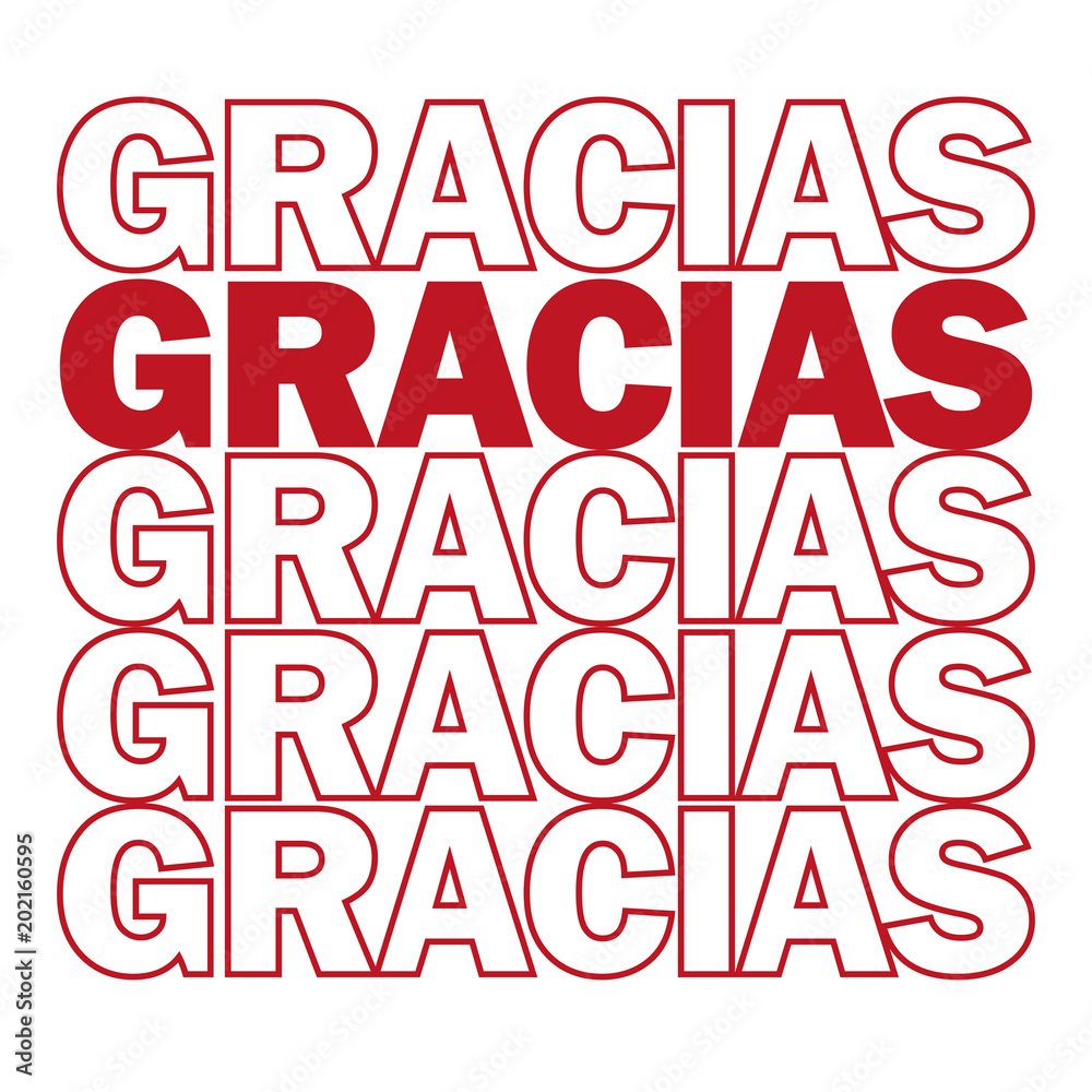 Gracias. Thank you in Spanish. vector illustration. Motivating modern prints and posters, greeting cards - red and white colors