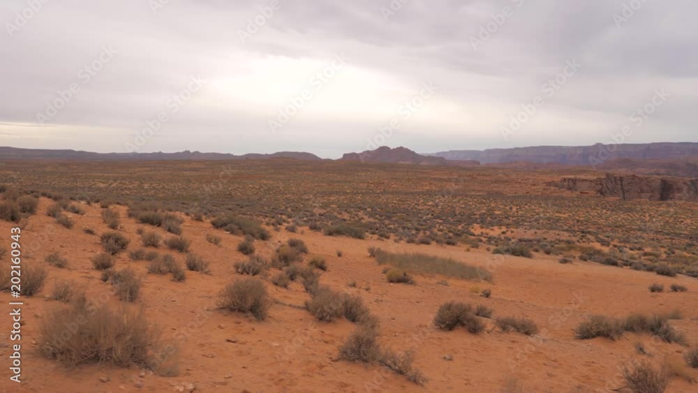 A Movement Side View Through The Grand Canyon Desert Land In Arizona, USA