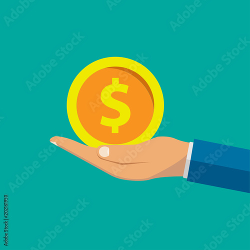 Pictograph of money in hand. Vector icon