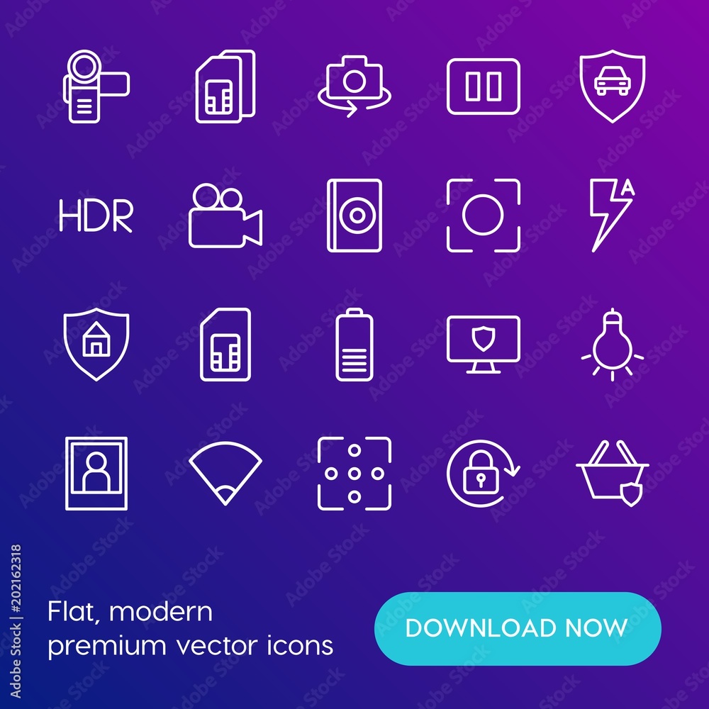Modern Simple Set of mobile, security, video, photos Vector outline Icons. Contains such Icons as gift, automobile, car, background and more on gradient background. Fully Editable. Pixel Perfect. Modern Simple Set of mobile, security, video, photos Vector outline Icons. Contains such Icons as gift, automobile, car, background and more on gradient background. Fully Editable. Pixel Perfect.
