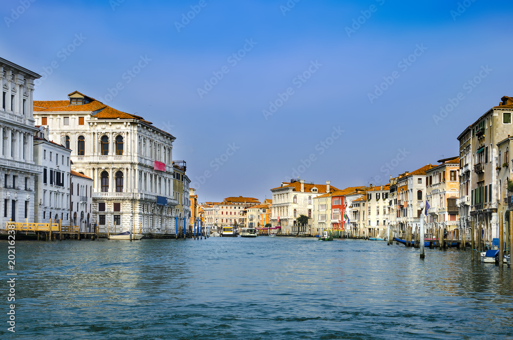 Grand Canal in Venice, Italy. Color toning used