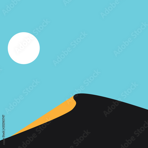 Dune in Sahara desert, sand hill, vector illustration