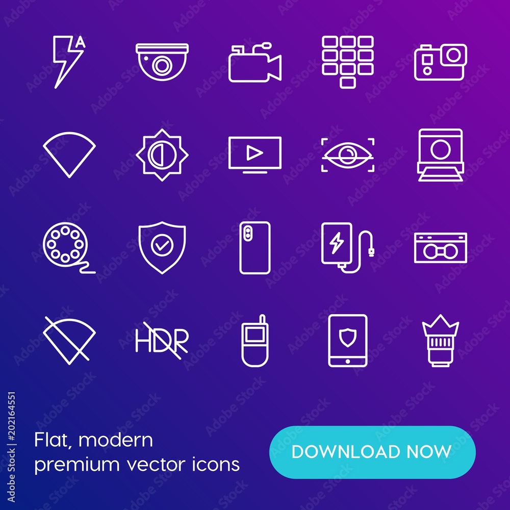 Modern Simple Set of mobile, security, video, photos Vector outline Icons. Contains such Icons as cassette, video, action, usb, hdr and more on gradient background. Fully Editable. Pixel Perfect. Modern Simple Set of mobile, security, video, photos Vector outline Icons. Contains such Icons as cassette, video, action, usb, hdr and more on gradient background. Fully Editable. Pixel Perfect.