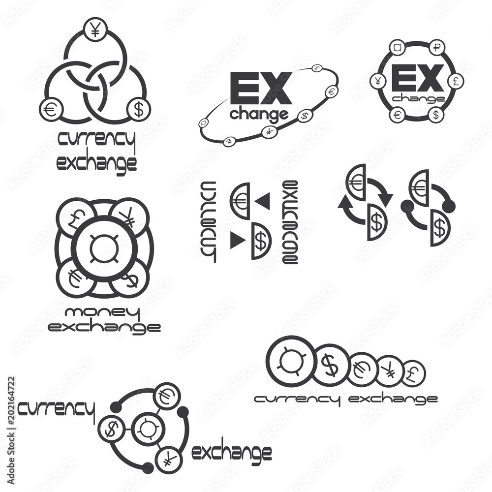 

an illustration consisting of several icons of the exchange points in the form of a symbol or logo

