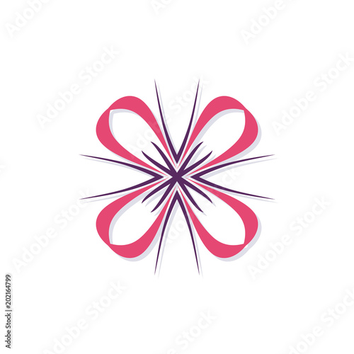 Abstract element in the form of a stylized four-petalled flower. A template for creating a plant type logotype. Eco style icon. Round dynamic simple element.