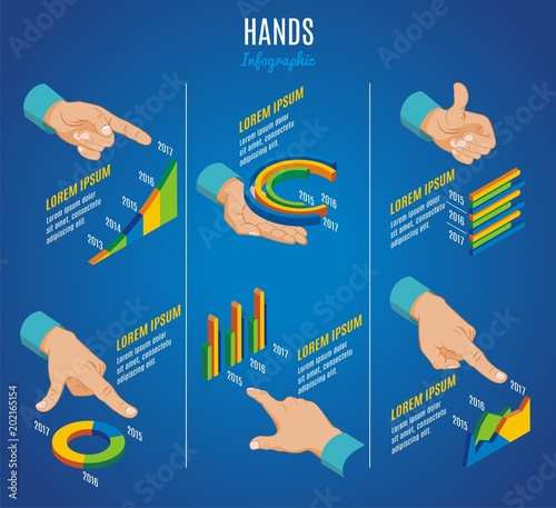 Isometric Hands Infographic Concept