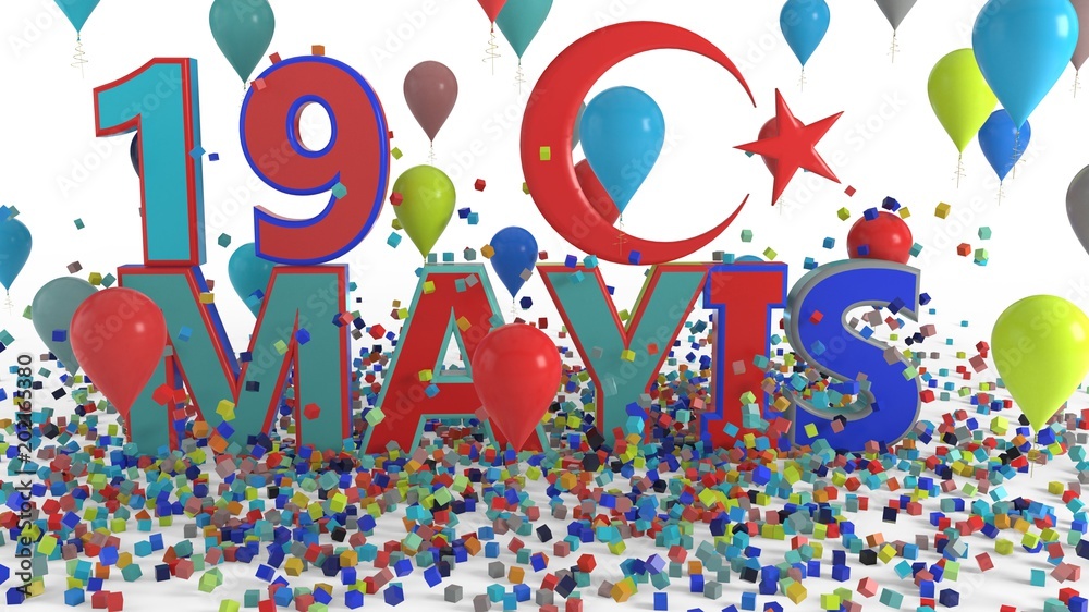 May 19, youth and sports festival, 3d rendering May 19, youth and sports festival, 3d rendering