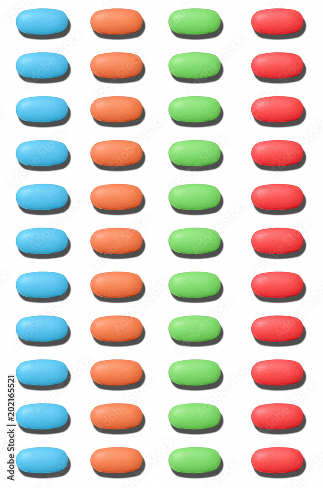 Pattern. Medical pills on white background. Group of objects. Medicine. Creative style. Pattern. Medical pills on white background. Group of objects. Medicine. Creative style.