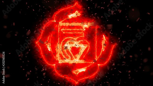 Muladhara Root Chakra Symbol Forming of Fire photo