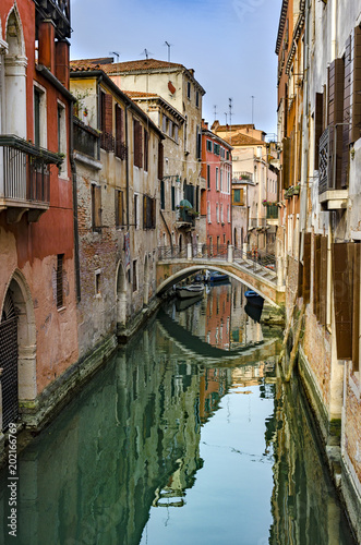 Typical Venice canal with gondola, Italy © zefart