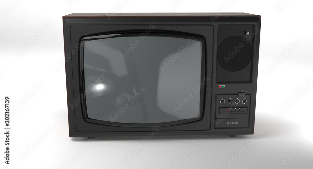 3D rendering - old tv isolated on white background.