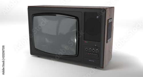 3D rendering - old tv isolated on white background.