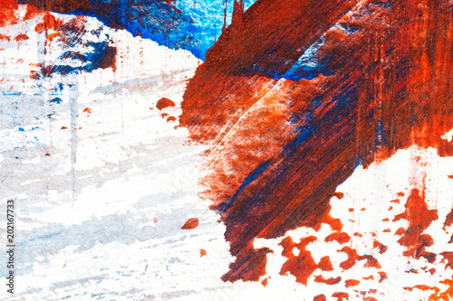 Abstract red and blue hand painted acrylic background