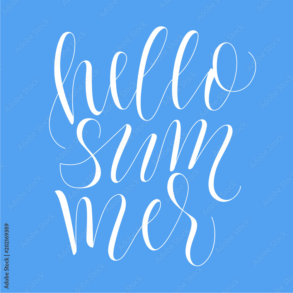 Fototapeta premium Hello summer! Hand written calligraphy phrase