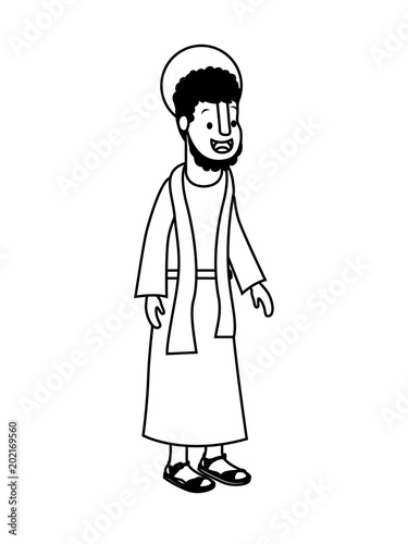 apostle of Jesus with halo character vector illustration design