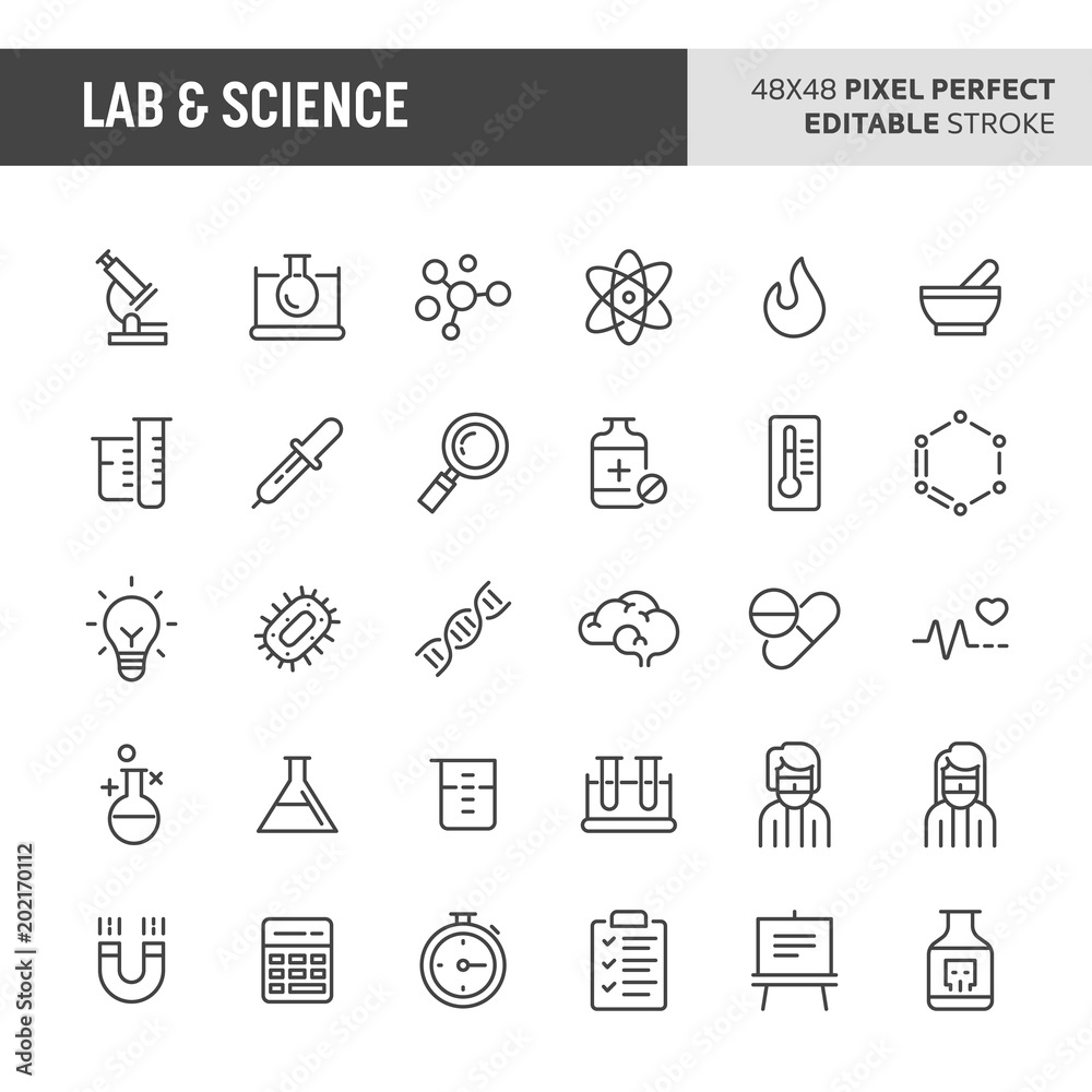 Fototapeta premium Lab & Science Vector Icon Set