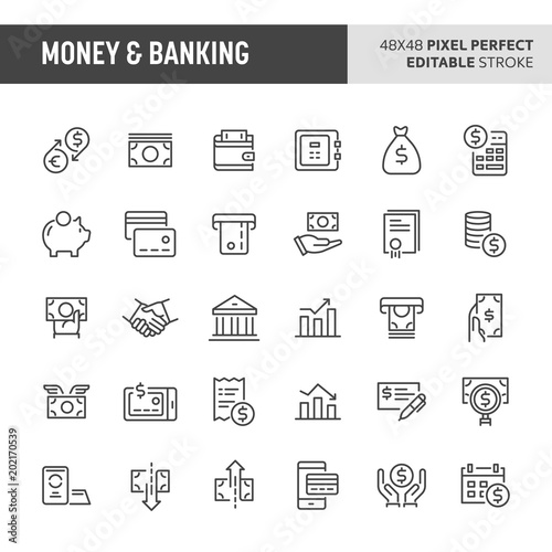 Money & Banking Vector Icon Set