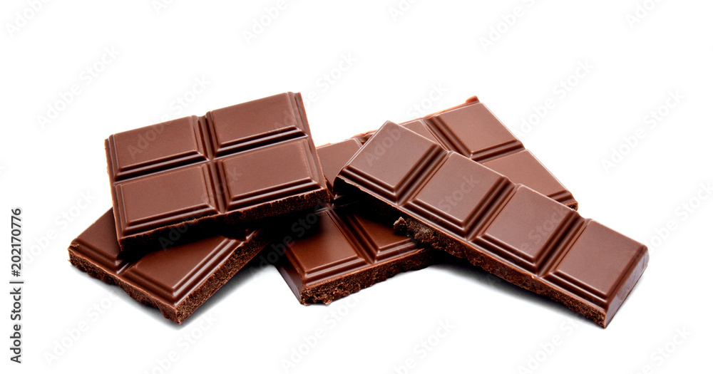 Dark milk chocolate bars stack isolated on a white Dark milk chocolate bars stack isolated on a white