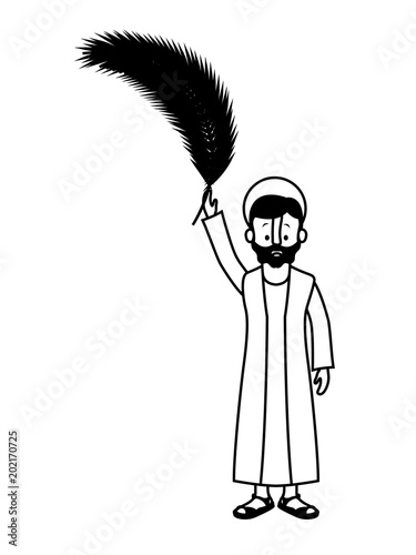 apostle of Jesus with palm leaf character vector illustration design