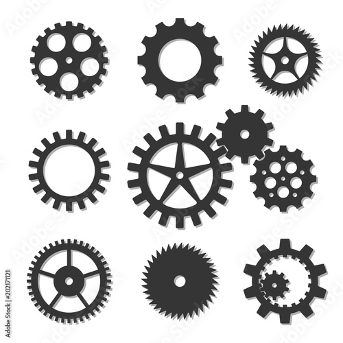 Set of vector cogwheels of different shapes
