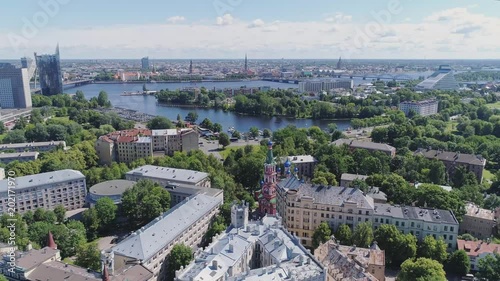 Old Riga city, europe, landmark, latvia, riga, architecture, cityscape, medieval, street, tourism drone flight photo