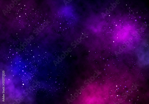 Illustration background of an infinite space with stars, galaxies, nebulae. © Black White Mouse