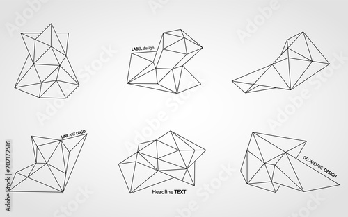 Polygonal line art crystals