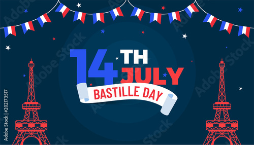 Happy Bastille Day celebration background.