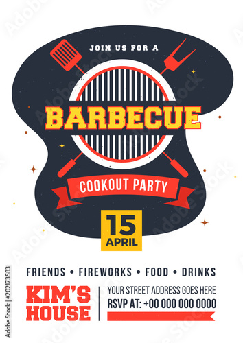 Barbecue Poster, Flyer, Template or Invitation Design.