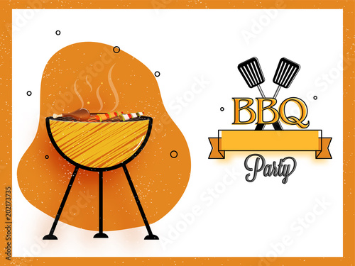 Barbecue Poster, Flyer, Template or Invitation Design.