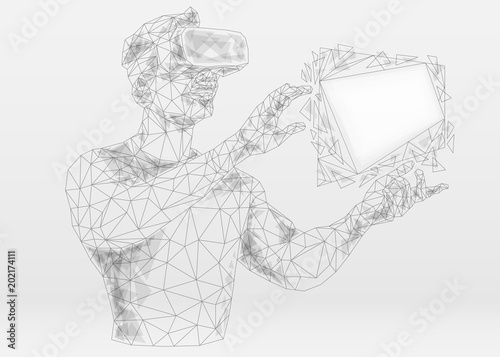 Abstract mash line and point virtual reality on white background with an inscription. Starry sky or space, consisting of stars and the universe. Vector technology illustration