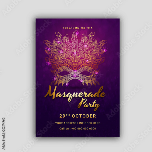 Go Carnival Mask, Masquerade, Mardi Gras. Carnival glittering lettering design, Night Party Poster, Dance Party Flyer, Musical Party Banner, Carnival Invitation.