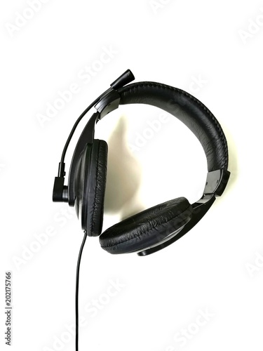 Headphones with a microphone in isolation  listening to music