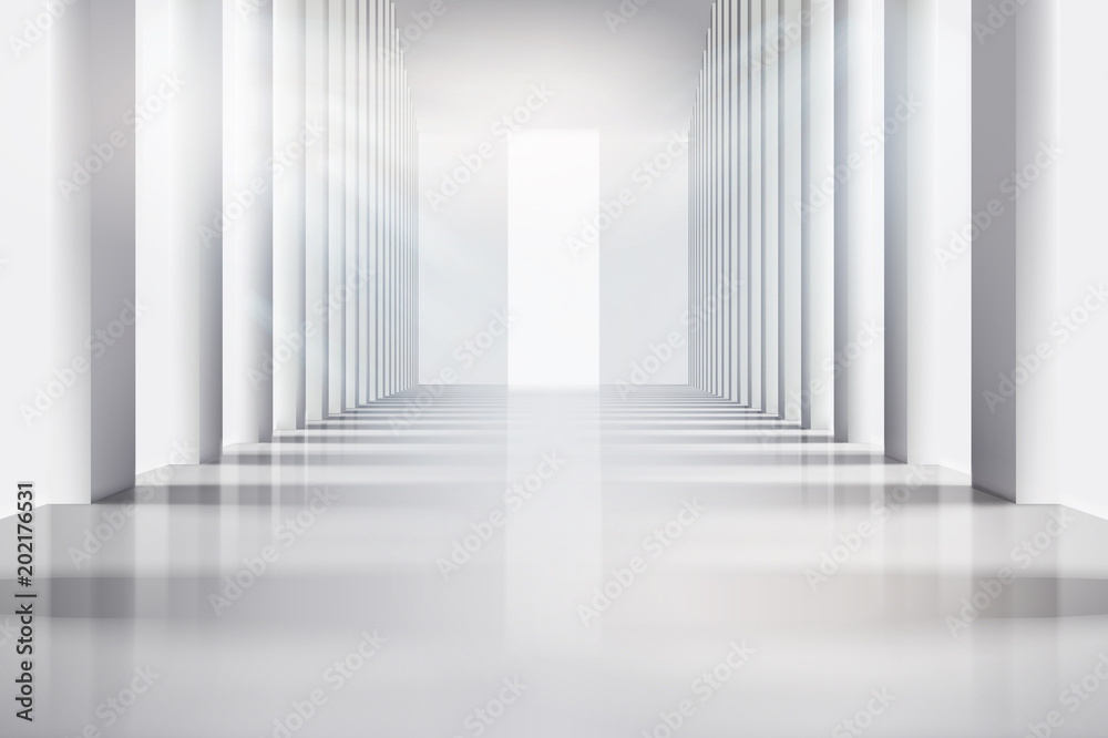 Fototapeta premium Empty room with large windows. Vector illustration.