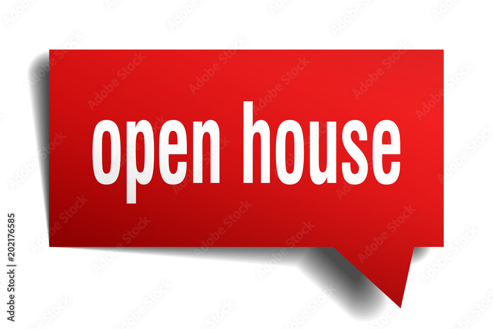 open house red 3d speech bubble open house red 3d speech bubble