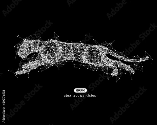 Vector abstract illustration of jumping puma.