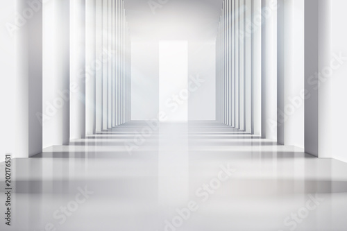 Empty room with large windows. Vector illustration.